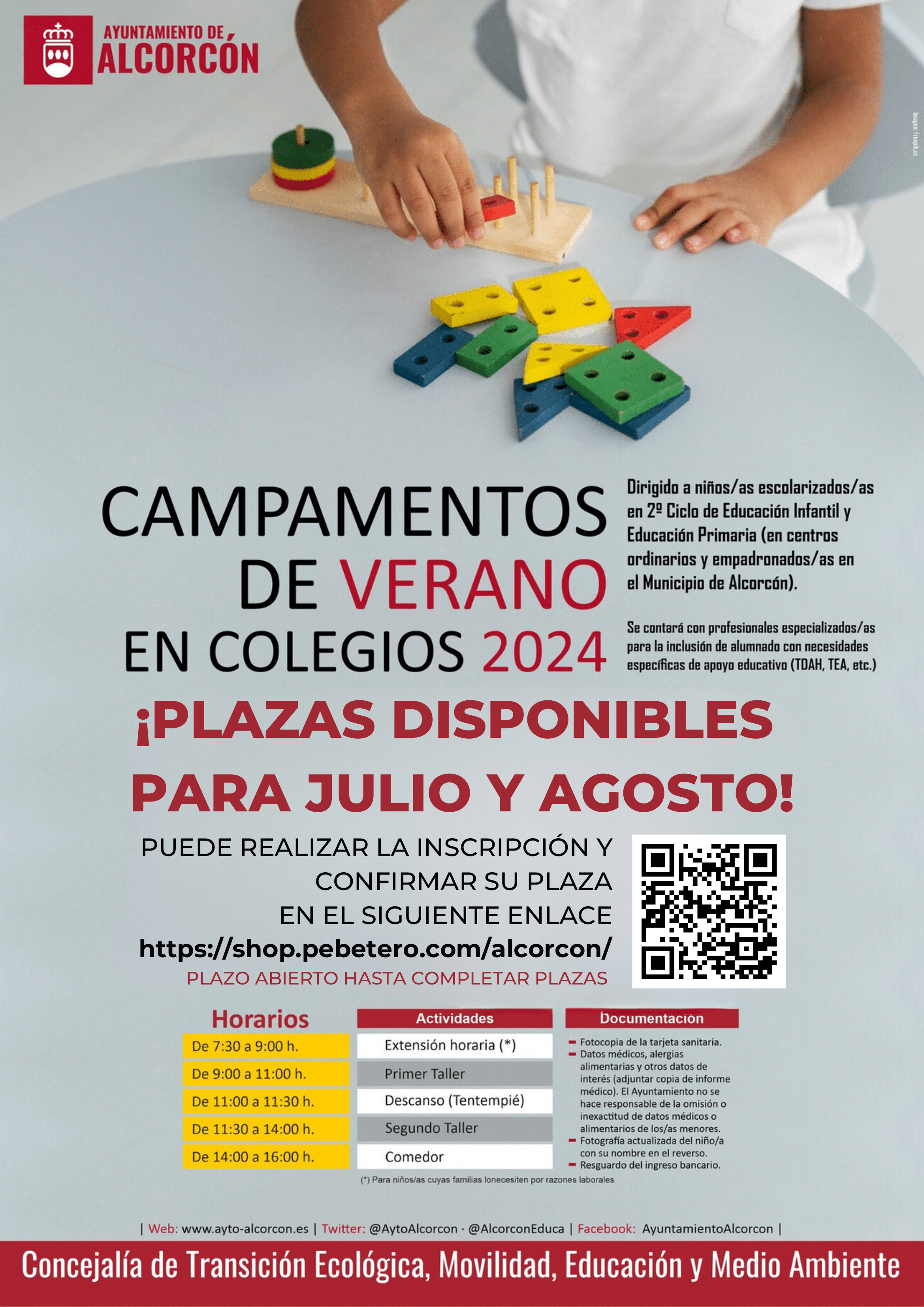 Cartel informativo de los campamentos de verano 2024 descrito en el texto anterior