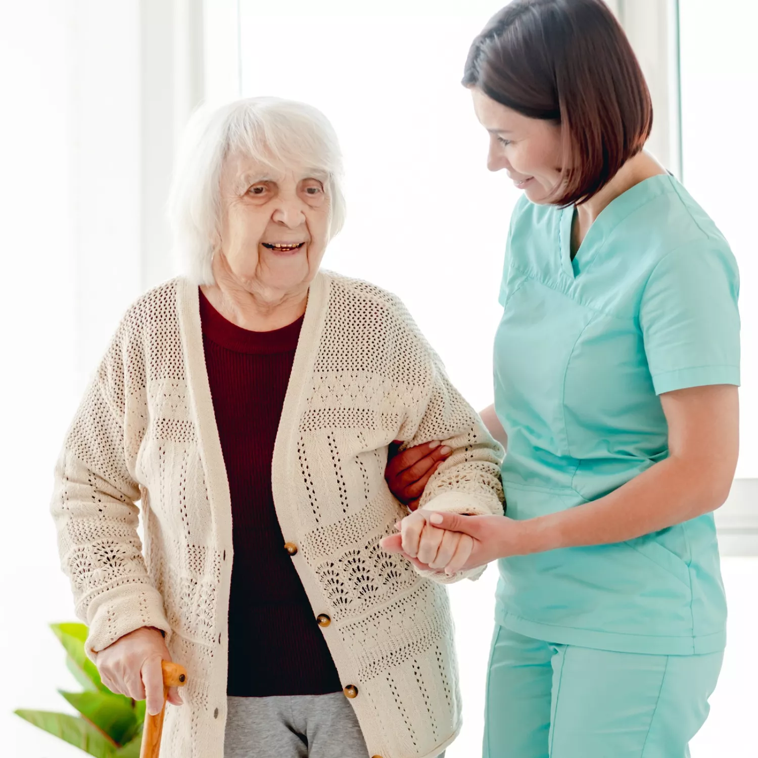 image of elderly person and personal assistant