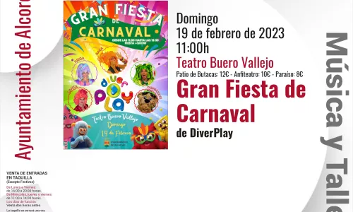 Domingo 19 de febrero  11:00h. Gran fiesta de carnaval con DIVERPLAY