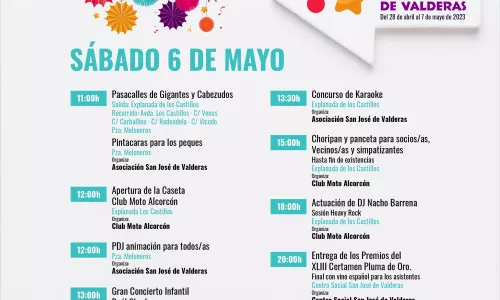 Actividades Fiestas San José de Valderas. Sábado 6 de mayo